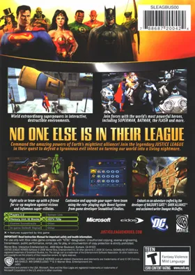 Justice League Heroes (USA) box cover back